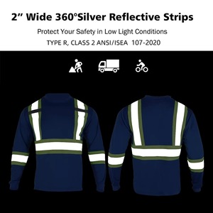 100% Polyester Shirts High Visibility Mining <b>Construction</b> Reflective Safety Hi Vis <b>Work</b> Shirt Long Sleeves - Product Image 3
