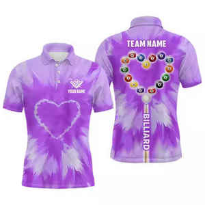 Vente en gros d'usine, polos pour hommes personnalisés avec impression par sublimation 3D, réversibles, maillots d'équipe professionnels de billard et de pool - Product Image 5