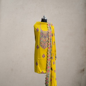 Traje Salwar Kameez Pakistaní de Rayón para Mujer, Diseño Floral con Dobladillo Festoneado, Lehenga Choli Casual de Verano, Delgado y de Secado Rápido - Product Image 3