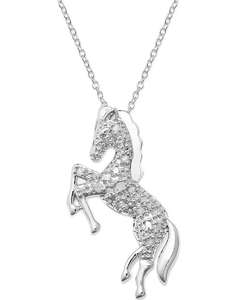 Collar Colgante Caballo Diamante en Plata de Ley (1/10 CT. T. W.) | Macy's - Product Image 1
