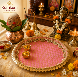 Indian Handcrafted Eco-Friendly Removable Decorative Pooja Thali Aarti Plate Diwali Festival Favors Wedding <b>Home</b> Temple - Product Image 1