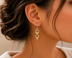 925 Sterling Silver Citrine <b>Dangle</b> <b>Earrings</b> with Rose <b>Gold</b> Plating for Wedding Engagement Gift Special Occasions - Product Image 1