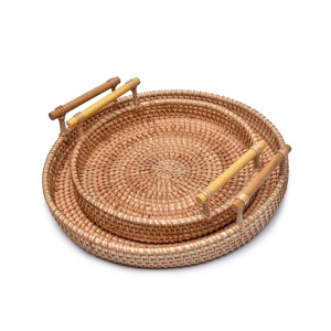 Juego de bandejas de ratán más vendido, bandejas para servir pizza, al mejor precio del mejor proveedor vietnamita - Product Image 1