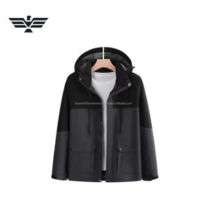 Men's Custom Logo Canvas Color-Block <b>Thin</b> Front <b>Waterproof</b> Casual Outdoor Windbreaker Stand Winter OEM Service High Street Style - Product Image 5