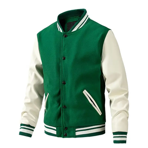 Custom <b>Winter</b> Wool Fabric Men's Bomber Jacket Stand <b>Quilted</b> Lining Fashionable Chenille Patches Letterman College Style - Product Image 3