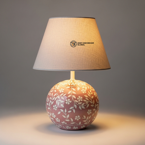 Lampe contemporaine en os incrusté de pierres roses |   Éclairage de table design pour maisons élégantes - Product Image 1