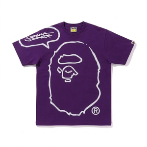 T-shirt streetwear personnalisé avec imprimé graphique tête de singe sur le devant, 100% coton, tricoté, 240 g/m², poids lourd, séchage rapide - Product Image 3