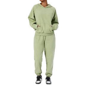 2025 conjuntos de Sudadera con capucha corta para mujer, gran oferta, estampado bordado de diseño personalizado para mujer, entrenamiento de otoño, Top con capucha para niñas, sólido - Product Image 2