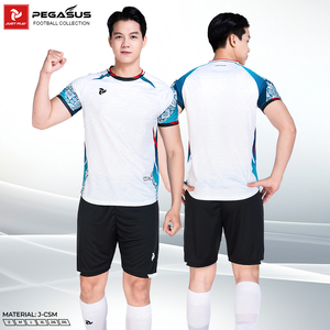 Ensemble de maillots de football Pegasus en stock, 100% polyester, séchage rapide, respirant, col rond, manches courtes, impression numérique, taille élastique - Product Image 2
