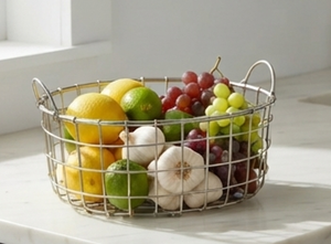 Cesta Redonda de Alambre Metálico de Primera Calidad, Cesta de Almacenamiento de Frutas y Verduras de Diseño Simple - Product Image 4