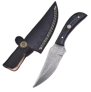 Cuchillo de Caza Multifuncional de Acero de Damasco Hecho a Mano con Mango de Madera, Personalizable, con Punta de Gota, OEM, Cuchillo Skinner de Hoja Fija - Product Image 5