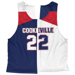 Unisex 100% Polyester Lightweight Breathable Eco-Friendly Lacrosse Pinnies Custom Design Blue <b>Red</b> Combination Reversible - Product Image 5