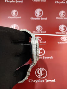 Montre en diamant Moissanite de luxe glamour en argent glacé automatique de marque de haute qualité à la main - Product Image 6