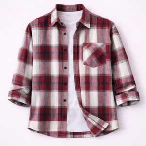 Chemise en flanelle à carreaux pour homme, manches longues, col rabattu, décontractée, 100% coton, respirante, motif tissé, boutonnée, pour l'automne - Product Image 2
