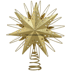 Metal Spiral Christmas <b>Tree</b> <b>Topper</b> Decoration Ornaments Gold Finished Star <b>Xmas</b> Table Decor Craft Party Supplies - Product Image 3
