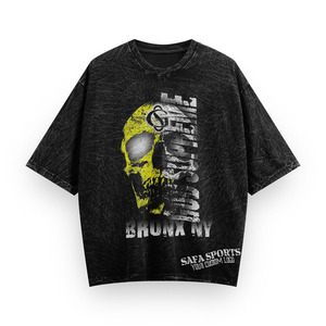เสื้อยืดโอเวอร์ไซส์ SAFA SPORTS สำหรับผู้ชาย แขนสั้น คอกลม ลายพิมพ์ ผ้าฝ้ายเจอร์ซีย์ 100% สีดำ ดีไซน์สีม่วง - Product Image 3