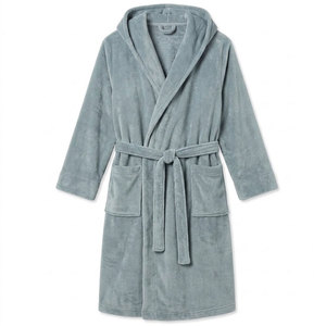 Peignoir en polaire doux et respirant pour homme, avec capuche et poches, idéal pour la maison, le salon, l'hôtel, le spa, la douche, l'hiver, à porter en intérieur, design à manches longues - Product Image 1