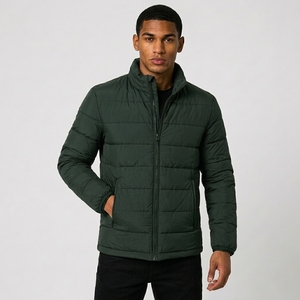 Men's Winter Puffer <b>Jacket</b> Stand Collar Quilted Outerwear Waterproof Breathable Windproof Custom Logo High Street Style 220g - Product Image 2