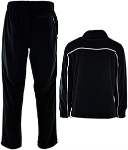 Ensemble de survêtement unisexe noir imprimé écologique avec pantalon long, poches latérales, veste à col montant, respirant, décontracté, pour l'automne - Product Image 5