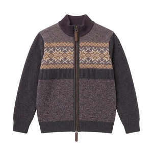 Cárdigan de Punto para Hombre de Alta Calidad, Cierre Completo, Diseño Suroeste, Color Gris Carbón, Manga Larga, Ribete Acanalado, Fabricación OEM ODM - Product Image 3