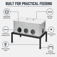 Mangeoires automatiques pour poulets JH-Mech, autoportantes avec bouchon, 25 lb, 4 ports, toutes saisons, en acier galvanisé de grande taille