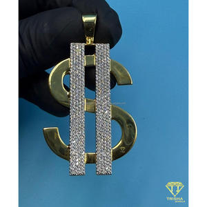 Luxury Dollar <b>Sign</b> Pendant Iced Out Diamond Look Hip Hop Chain Gold Silver Bling Necklace Statement Jewelry Gift - Product Image 3