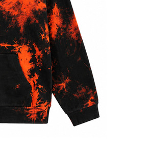 Sudadera con Capucha Oversize para Hombre, Estilo Tie Dye, Negra y Naranja, con Bolsillo, Informal, para Otoño - Product Image 4