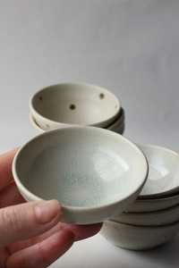 Ceramic Dessert Bowls Round Wabi Sabi Style Crackle Glaze Handmade Celadon Dishes - Product Image 1