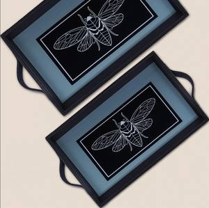 Bandeja de Servicio Rectangular de Madera de Lujo Hecha a Mano para Navidad, con Esmalte de Color Contemporáneo, para Bar, Hotel, Cócteles Premium - Product Image 4