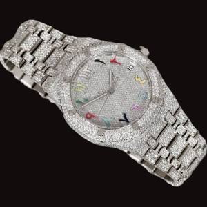 Reloj de Diseño Único con Esfera Redonda y Fecha Automática, Completamente Adornado con Diamantes Moissanite, Estilo Hip Hop para Hombre, Ideal para Fiestas - Product Image 4
