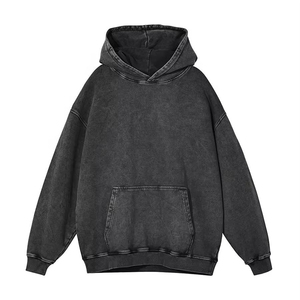 Sudadera con Capucha Extra Grande para Hombre, Color Sólido, Tejido de Algodón Teñido, Diseño con Bolsillo, Ropa Casual de Otoño - Product Image 2