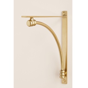 Satin Finish Brass Shelf Bracket for Modern <b>Floating</b> <b>Shelves</b> Elegant Home Office Decorative Hardware Accessories - Product Image 1