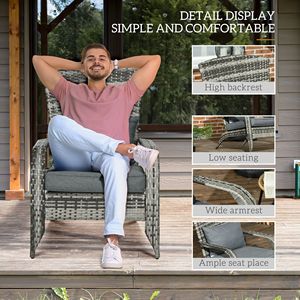 Sedia Adirondack da Esterno in Vimini con Braciere, Pieghevole, Cuscini Morbidi, Schienale Alto Curvo, Confortevole - Product Image 5