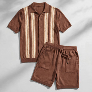 2026 Wholesale Summer Men's Casual Shorts <b>Set</b> Plain Color Solid 100% Cotton Jersey Quick Dry Knitted Customized Logo <b>Twin</b> <b>Set</b> - Product Image 3