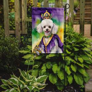 Multicolor blanco caniche rey Mardi Gras jardín bandera decorativa buzón y Patio Banner para patio y césped ilustraciones para camas de flores - Product Image 2