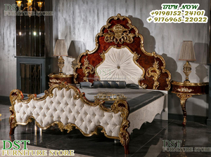 Ensemble de meubles de chambre à coucher de luxe en teck massif artisanal Royal Empire, 5 pièces, avec taille personnalisée - Product Image 6
