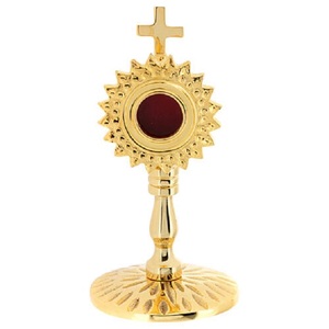 Monstrance en laiton antique avec motif croix et étoile, style traditionnel, présentoir de table intérieur pour usage religieux, cadeaux d'église - Product Image 1