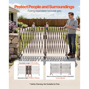 Barriera di Sicurezza Doppia Espandibile da 27 Piedi, Rotazione a 0-180 Gradi, Barriera Mobile con Ruote Bloccabili - Categoria Prodotto: Prodotti per la Sicurezza - Product Image 3