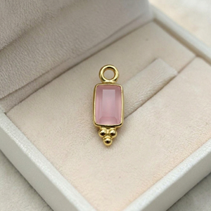 Colgante Pequeño de Cuarzo Rosa de 6x4 mm |   Colgante de piedra preciosa facetada con bisel |   Joyería Hecha a Mano - Product Image 1