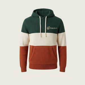 Custom Brand Label Heavyweight Thermal Fleece Lined 100% Cotton <b>Waterproof</b> Eco-Friendly Pockets Knit <b>Hoodies</b> - Product Image 2