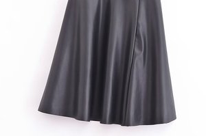 Women's Faux <b>Leather</b> Pencil <b>Skirt</b> <b>Mini</b> Solid Color Shiny Regular Waistline All Seasons Woven Style - Product Image 4