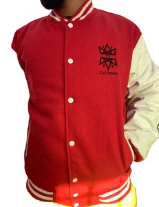 Blouson Bomber d'Hiver pour Homme Coupe-Vent % Corps en Laine avec Manches en Cuir de Vachette Véritable Haute Qualité - Product Image 4