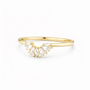 Anillo de Boda Curvo Antiguo con Diamantes Cultivados en Laboratorio, en Oro de 14K, con Corona Marquise, Anillo Apilable de Aniversario para Mujer - Product Image 2