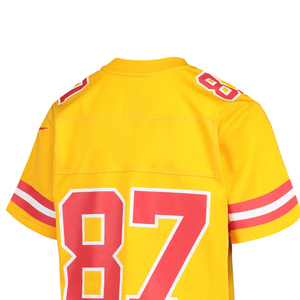 Custom Maroon Gold American Football Jersey V-Neck Short Sleeve Mesh Breathable 100% Polyester Sublimated Print Front Team <b>Name</b> - Product Image 6