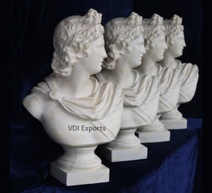 Classical Roman Greek Bust Sculpture Polyester Resin Carved Vintage Marble Finish <b>Table</b> <b>Decor</b> for Luxury Events & wedding <b>decor</b> - Product Image 2