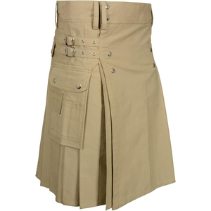 Kilt utilitaire robuste en jean de coton pour homme, avec surpiqûres renforcées et fermeture à bouton-pression réglable, nouveau modèle 2026 - Product Image 3