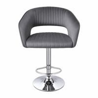 Tabouret de bar en velours DM réglable en hauteur, pivotant à 360°, base ronde chromée, dossier rembourré en forme de baril, pour restaurant, bar, cuisine, vente en gros
