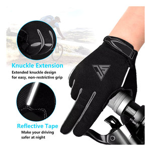 Guantes de Ciclismo Unisex de Verano con Protección Completa para los Dedos, Pantalla Táctil, Material de Poliéster Antideslizante, Acolchado en la Palma y Cierre de Tirón - Product Image 5