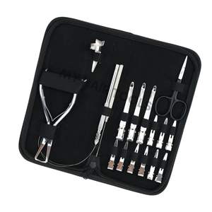 Nouveau kit d'outils pour extensions de cheveux de salon, noir, avec pince à sertir plate, ciseaux miniatures pour séparer les mèches et pinces bec de canard - Product Image 1