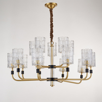 Lustre en cuivre américain pour salle à manger, salon, lampe suspendue en laiton antique avec abat-jour en verre 400k3992